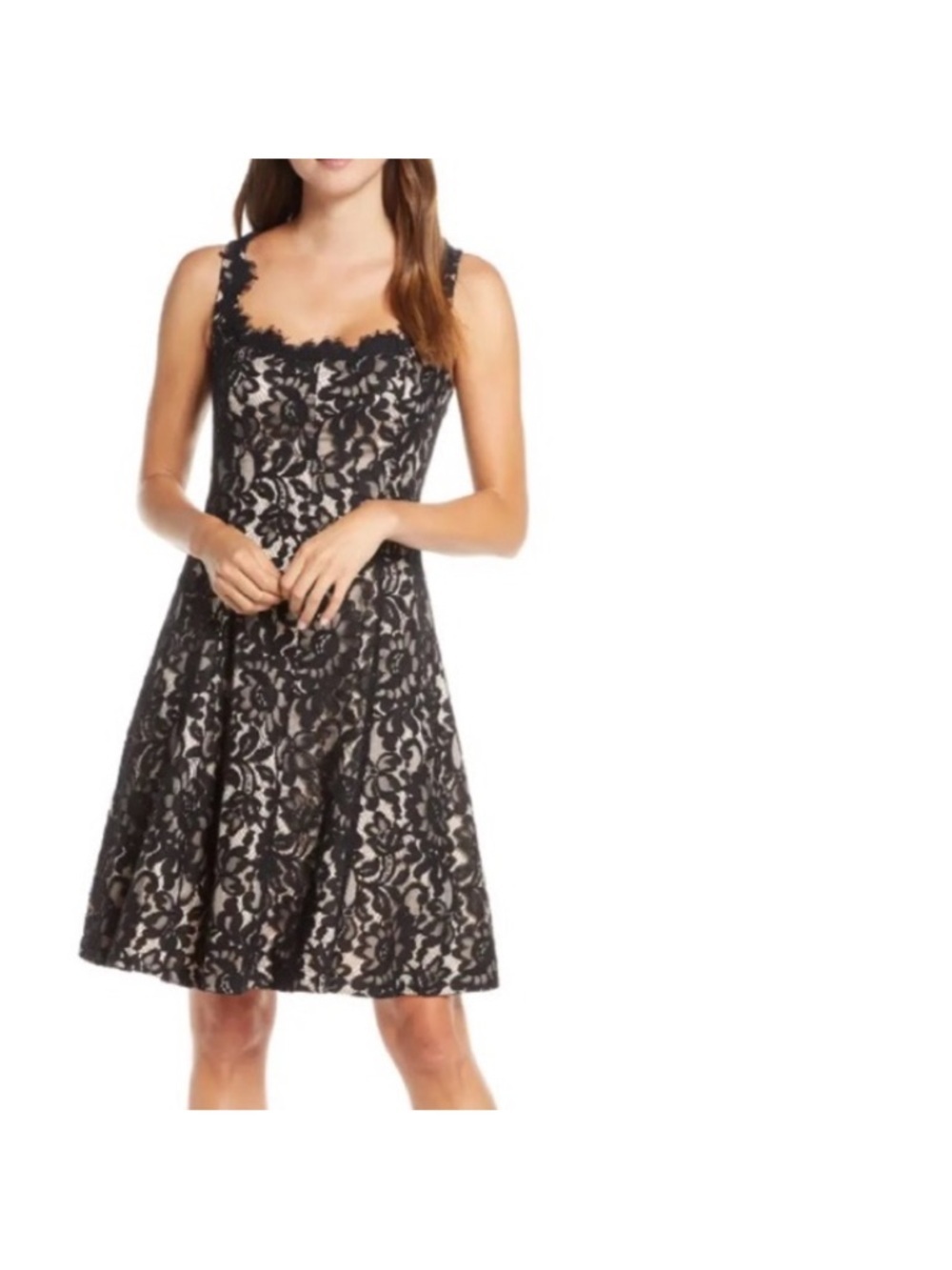 Eliza j black lace dress square neck line size 10